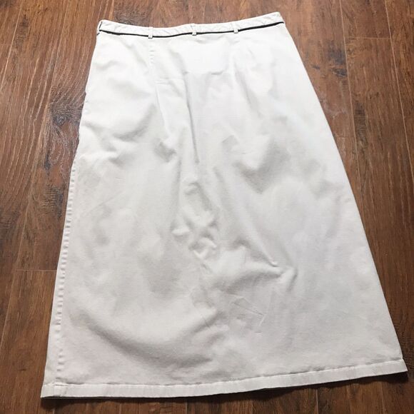 Vtg Westbound Women's Khaki Midi Pencil Skirt With Leather Covered Buttons 20W - Picture 2 of 13